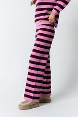 Joey Striped Wide Leg Pants in Berry