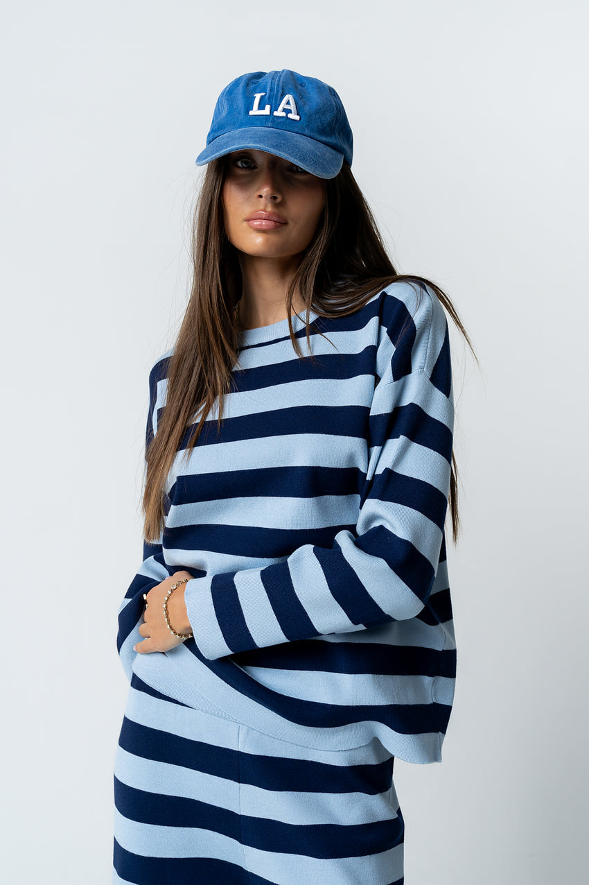 Joey Striped Sweater in Navy