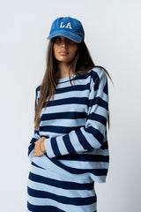 Joey Striped Sweater in Navy