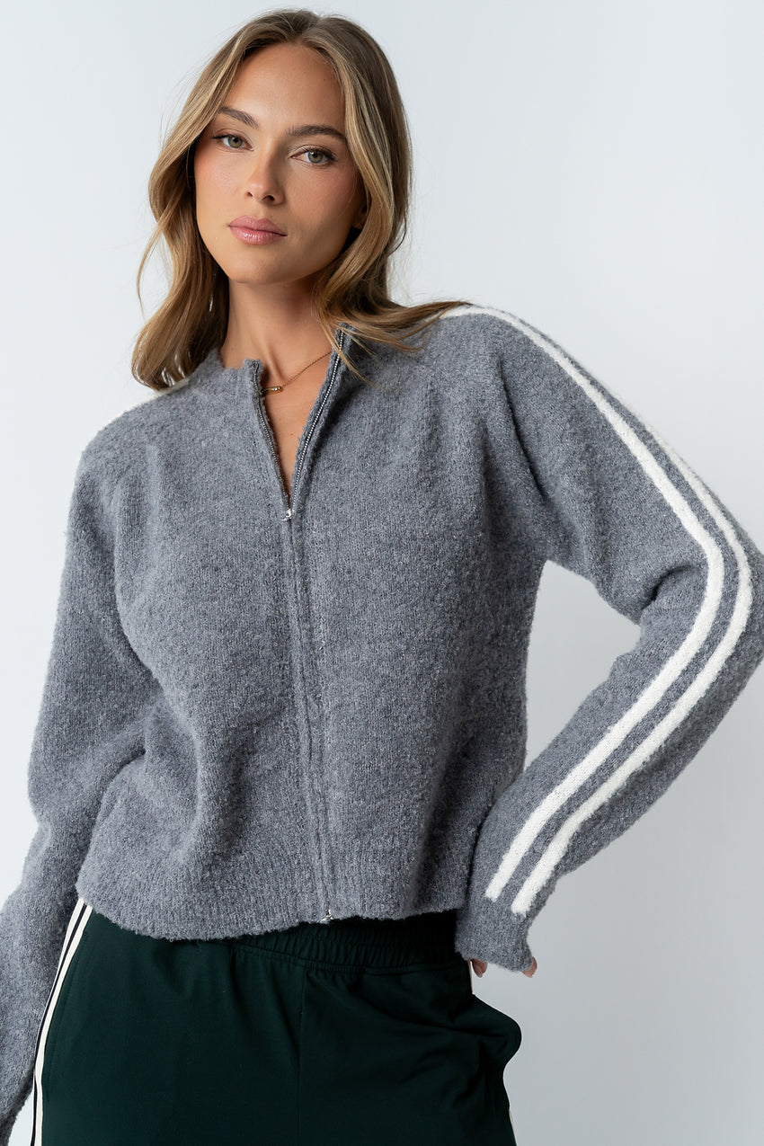 Joshua Striped Jacket in Heather Grey