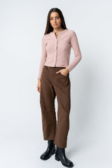 Mindy Button Front Sweater in Pink