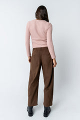 Mindy Button Front Sweater in Pink