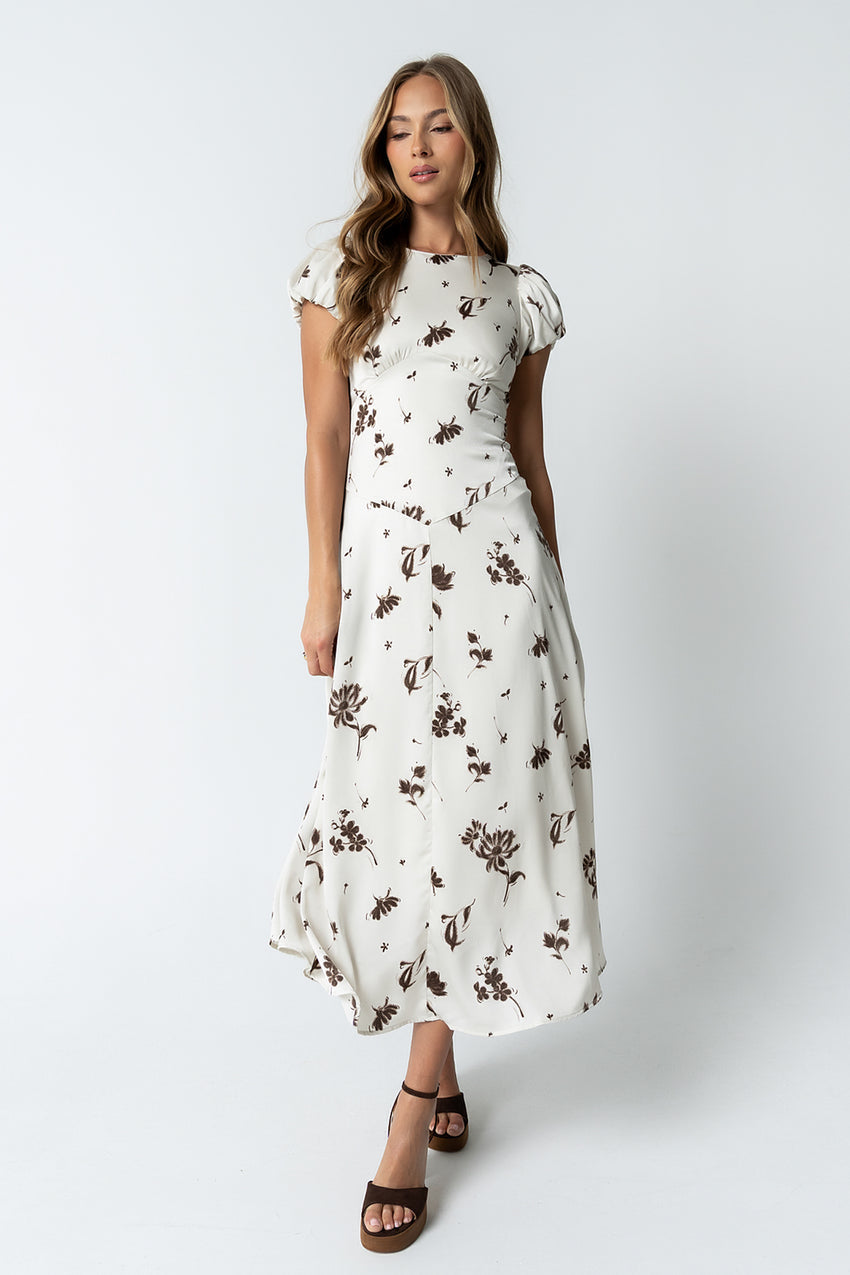 Jenna Floral Maxi Dress in Off White
