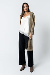 Eve Ribbed Duster in Taupe