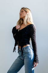 Joy Ruffle Top in Black