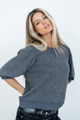 Marrel Textured Top in Charcoal