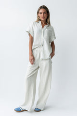 Belen Striped Button Up in Denim Blue