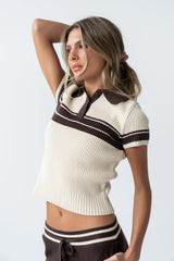 Brea Collared Sweater in Brown