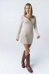 Venice Striped Mini Dress in Cream