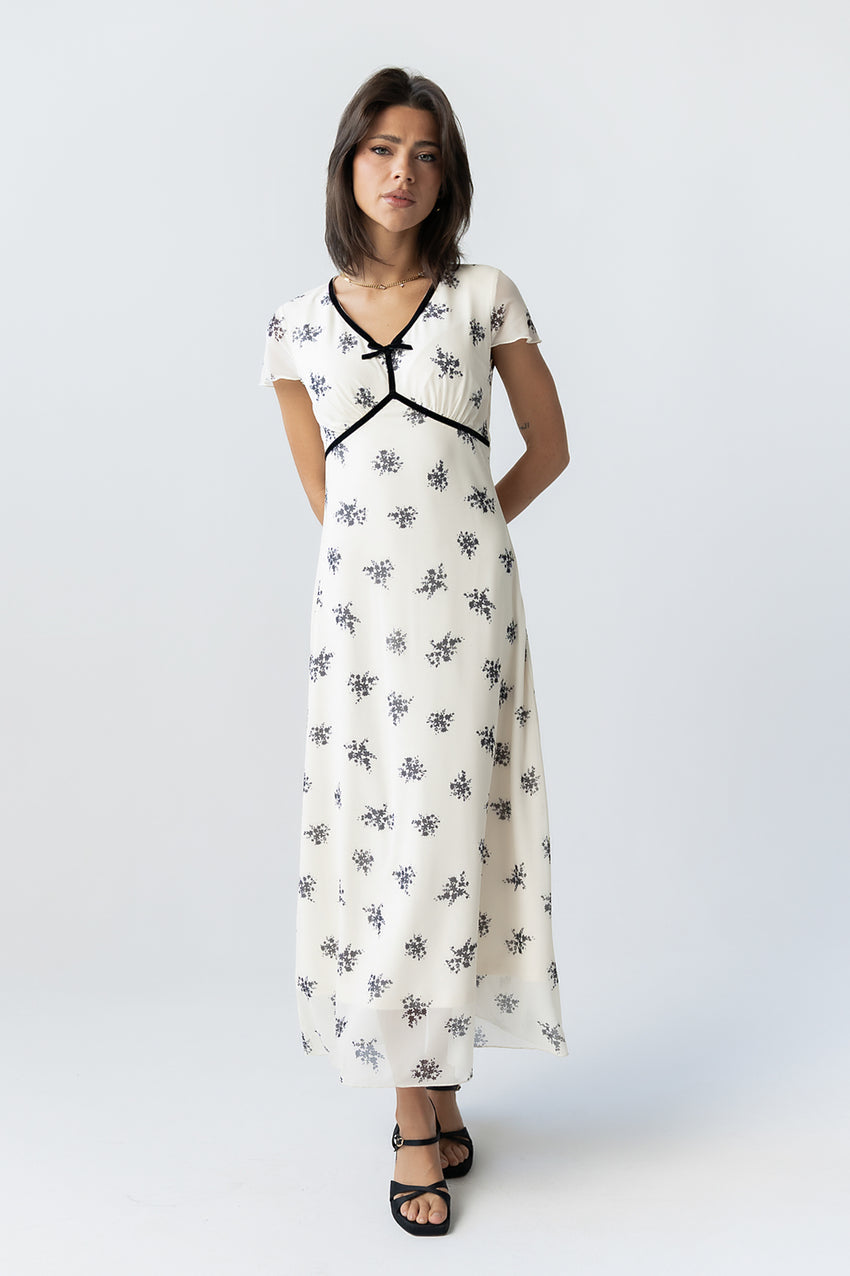 Neo Mesh Maxi Dress in Ivory