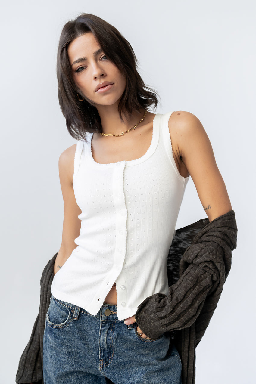 Apollo Knit Tank Top in White