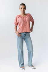 Benny Gingham Blouse in Pink