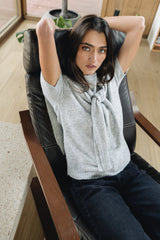 Cierra Tie Sweater in Grey