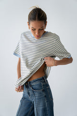 Jenna Striped Top in Blue