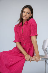Jonas Gingham Midi Dress in Pink