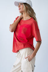 Mary Graphic Tee in Red