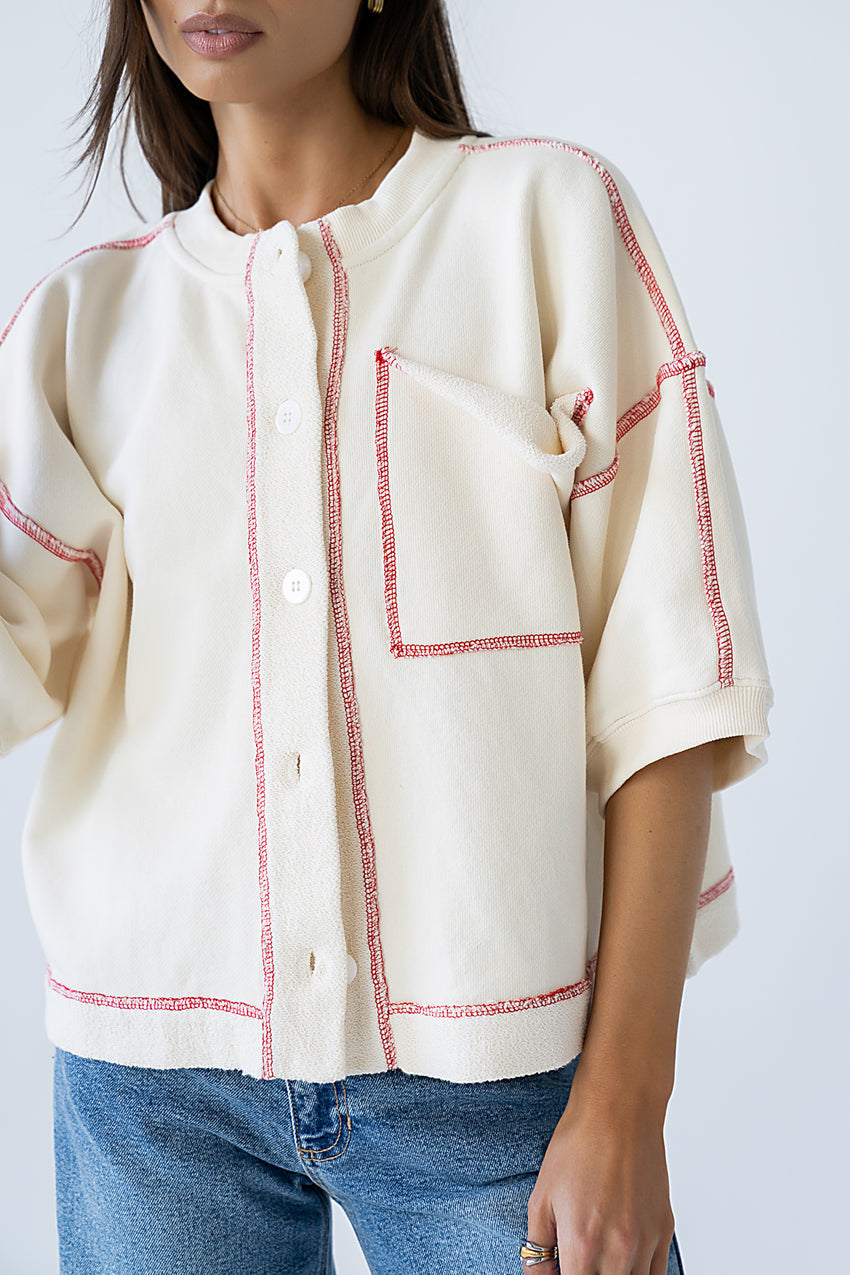 Liam Oversized Top in Bone