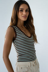 Kylen Striped Tank Top in Mint