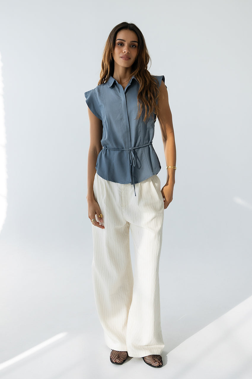 Pablo Button Up in Slate Blue