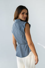 Pablo Button Up in Slate Blue