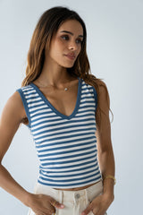 Kylen Striped Tank Top in Blue