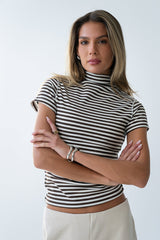 Lennon Striped Top in Brown