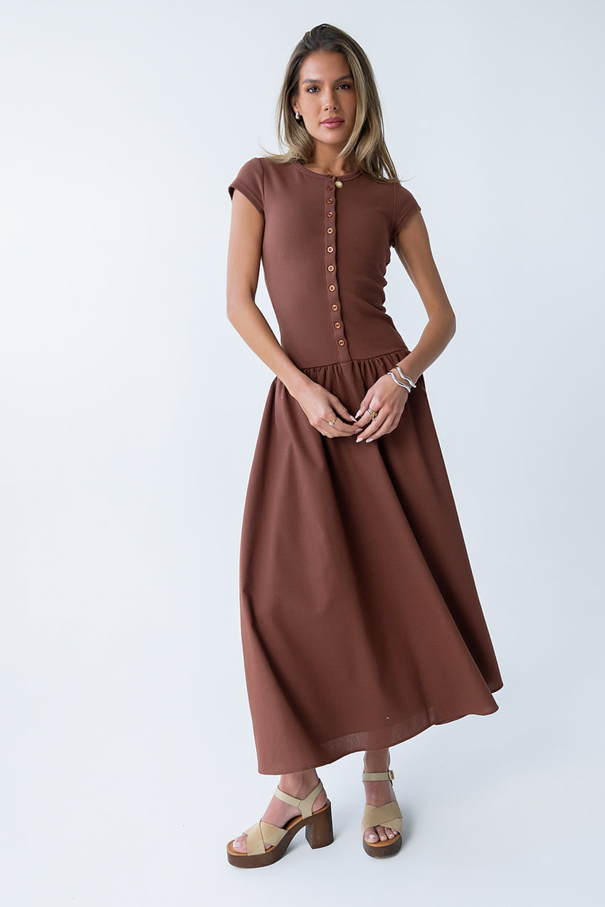 Bailee Maxi Dress in Red-Brown