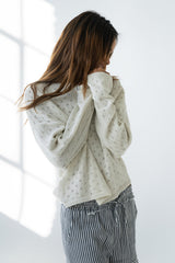 Margot Pointelle Sweater in Heather White