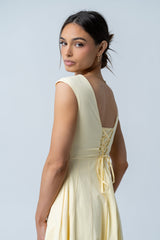 Colin Midi Dress in Butter Yellow