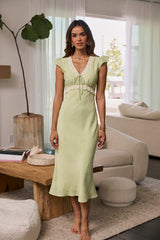 Jessica Lace Trim Maxi Dress in Green