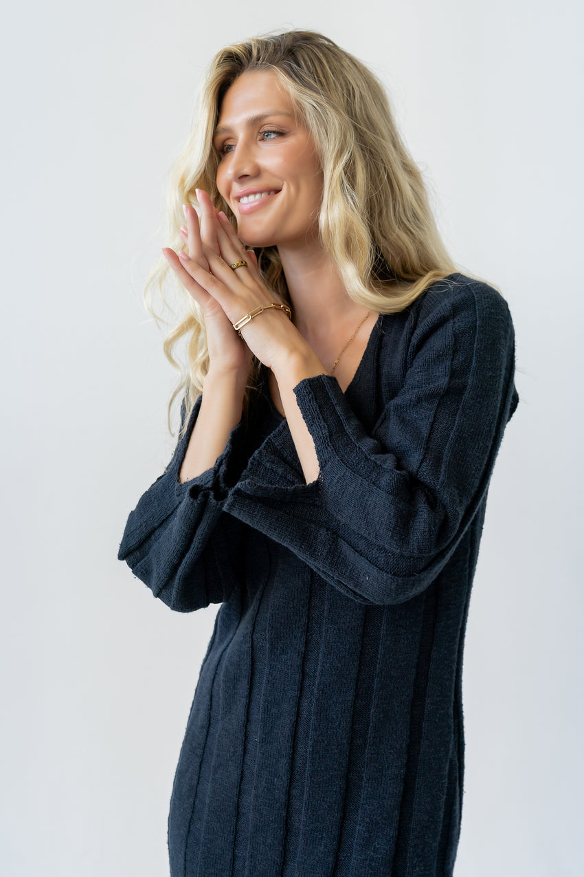 Camile Ribbed Sweater Dress