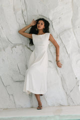 Nora Midi Dress in Ivory