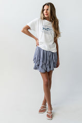 Cole Ruffle Mini Skirt in Light Blue
