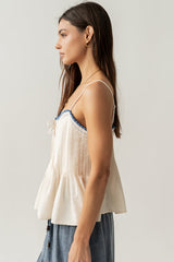 Mckell Peplum Tank Top in Natural