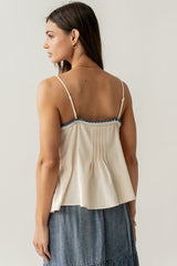 Mckell Peplum Tank Top in Natural