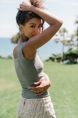 Sawyer Lace Trim Tank Top in Slate Blue