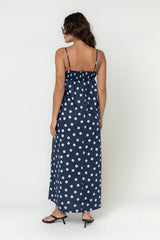 Taylen Polka Dot Maxi Dress in Midnight
