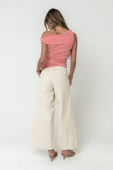 Michelle Boatneck Striped Top in Red