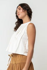 Alice Pintuck Top in Cream