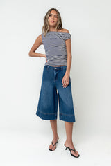 Michelle Boatneck Striped Top in Navy