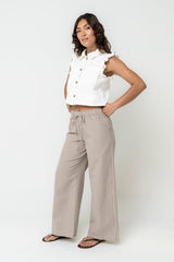 Jaycie Ruffle Denim Vest in White