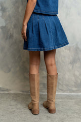 Alyssa Pleated Denim Mini Skirt