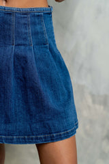Alyssa Pleated Denim Mini Skirt