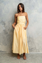 Kayleen Strapless Dress in Yellow
