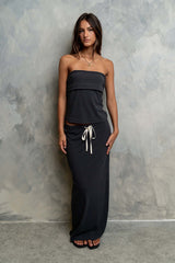 Marsha Fold Over Tube Top in Charcoal