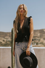 Halsey Peplum Top in Black