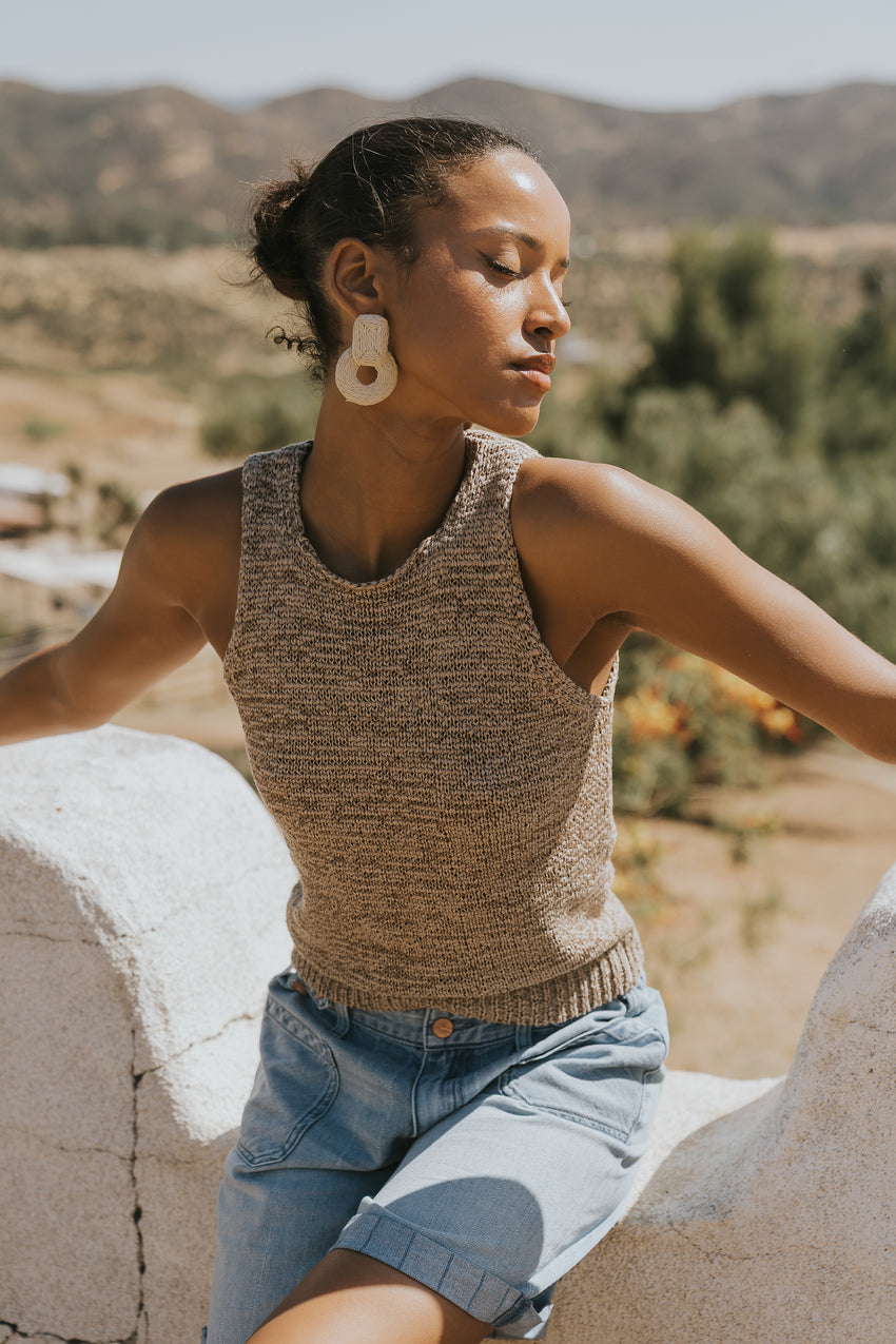 Lottie Knit Tank in Tan