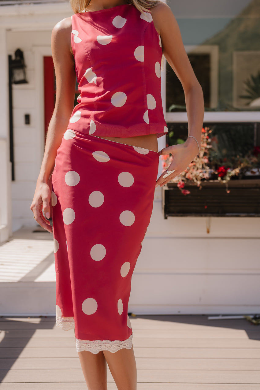 Taya Polka Dot Midi Skirt