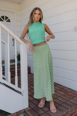 Posie Gingham Maxi Skirt in Green