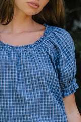 Gabi Plaid Blouse in Blue